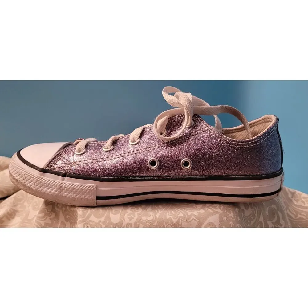 Junior Size 3 All Star Converse Low Top Purple Sparkle Junior Size 3 EUC